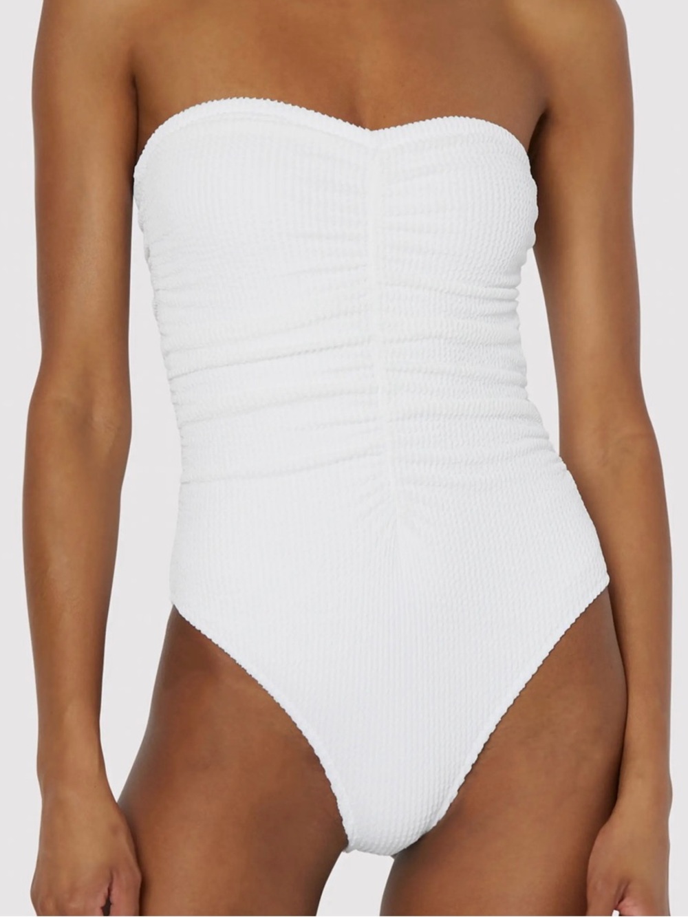 NWT Milly White Textured Ruched One-Piece Swimsuit size M